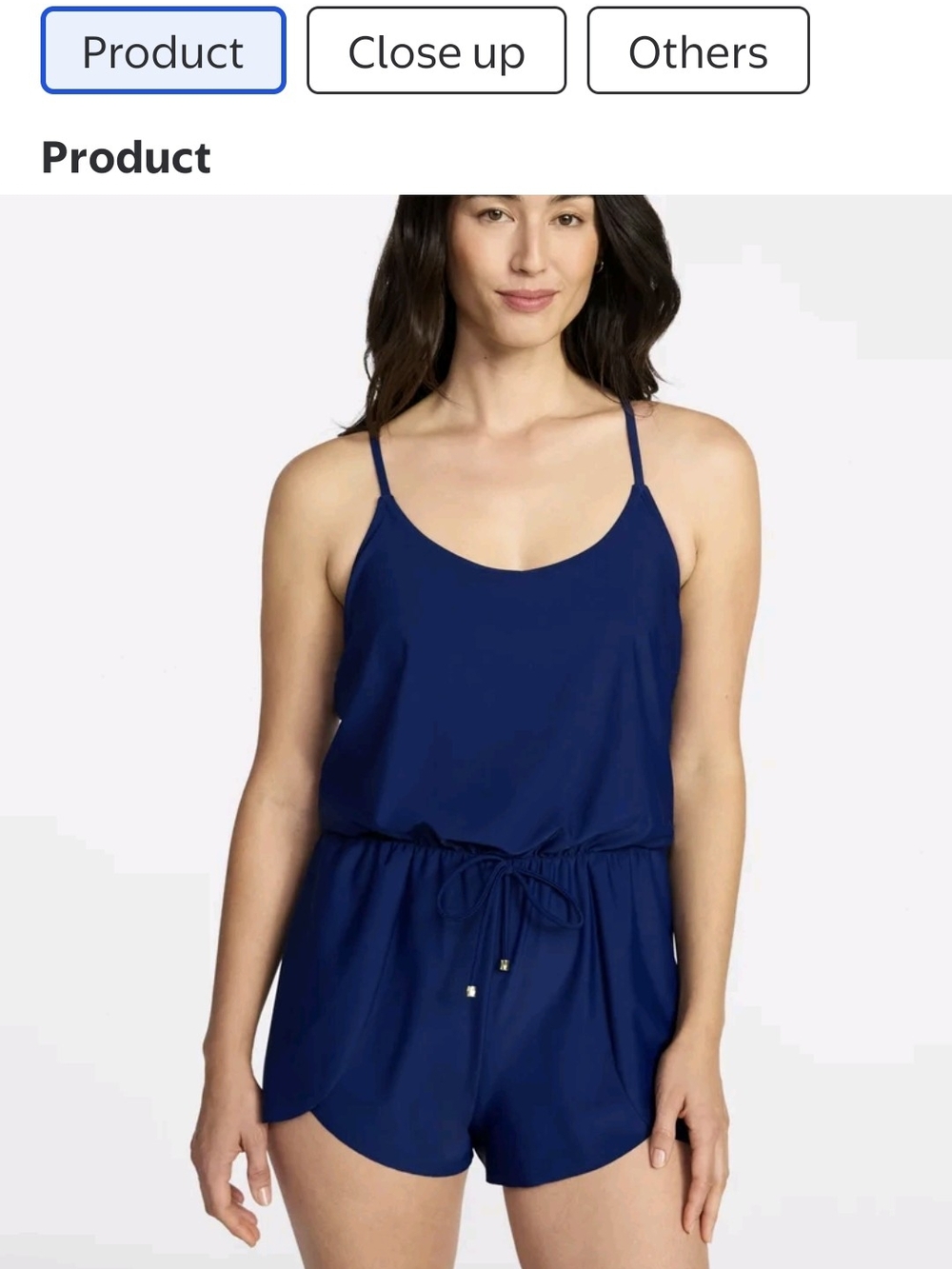 Time and Tru Navy Blue Swim Romper Coverup